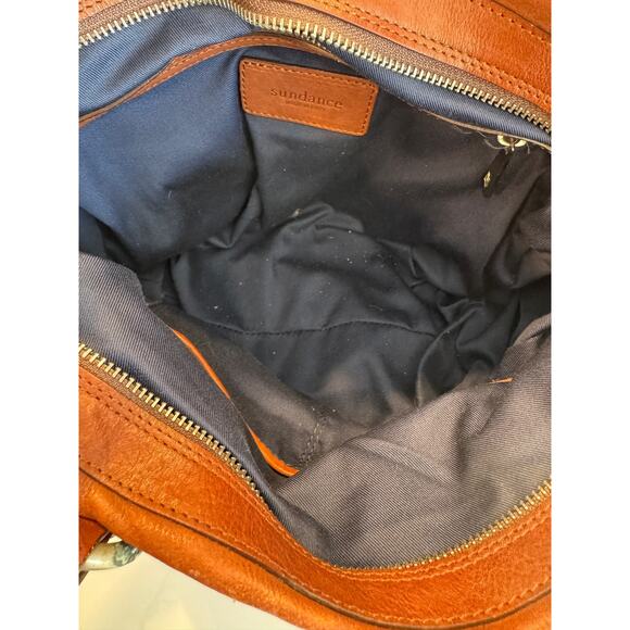 Sundance Genuine Leather Brown Tote Shoulder Satchel Hobo Handbag Boho Chic - Picture 7 of 12